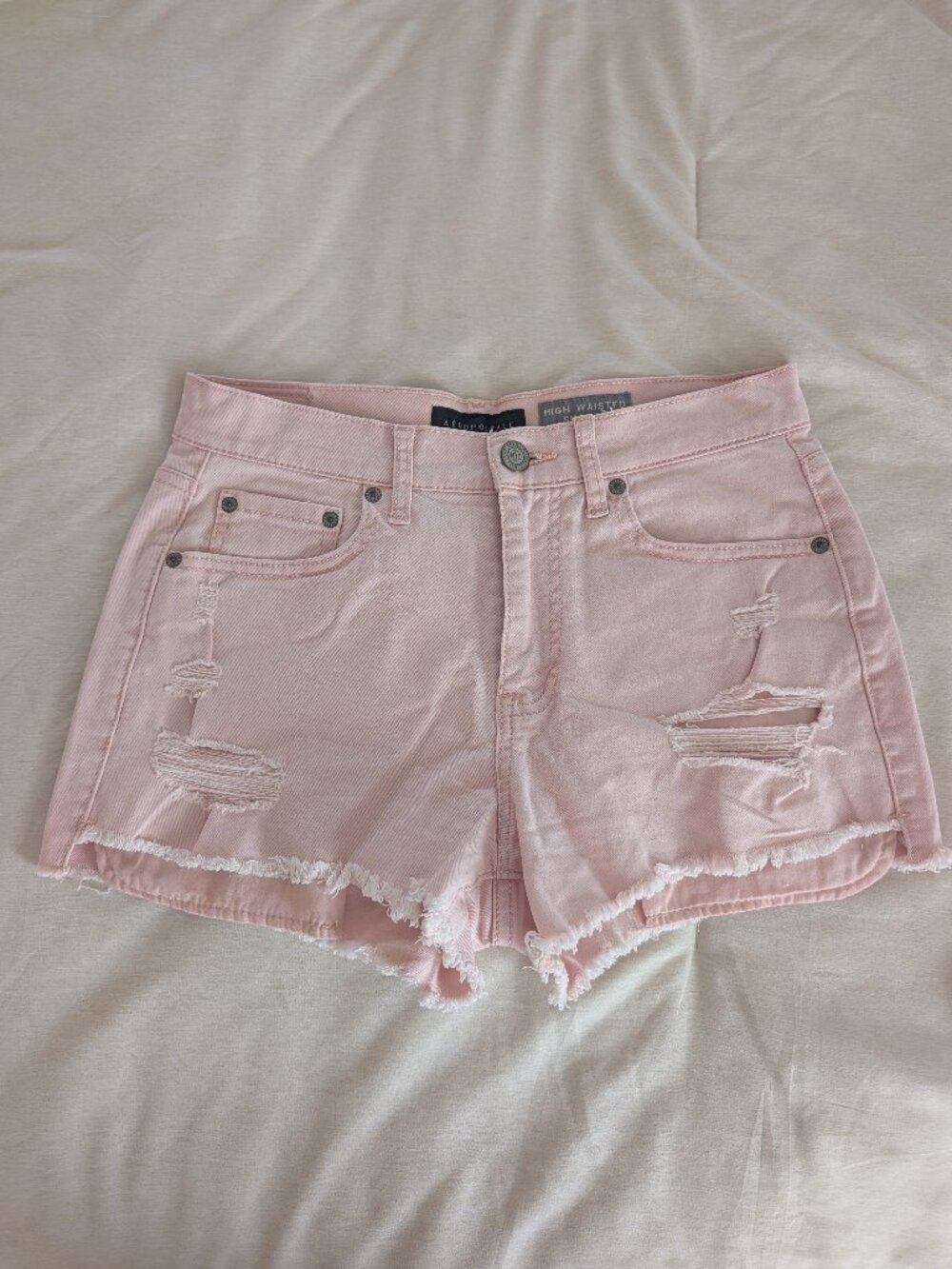 Aeropostale Light Pink High Waisted Distressed Denim Shorts Size 6